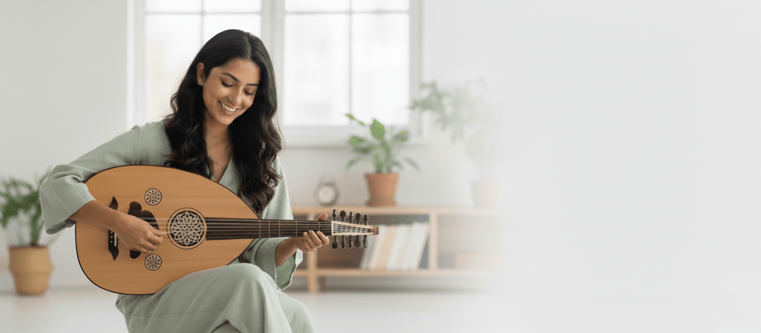 Musicienne jouant du oud
